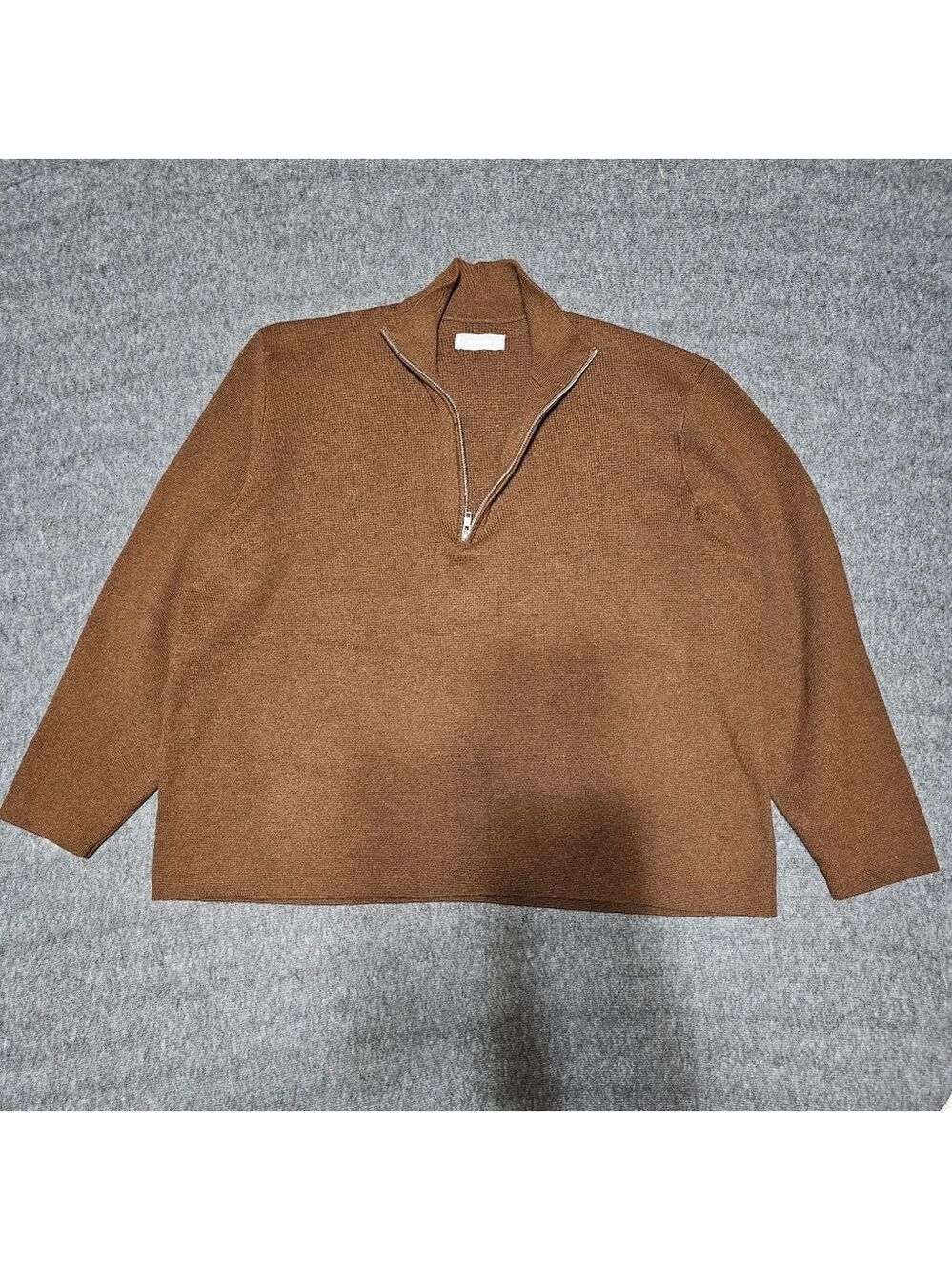 Everlane Men’s XL Brown No-Sweat Quarter-Zip Cotton Sweater